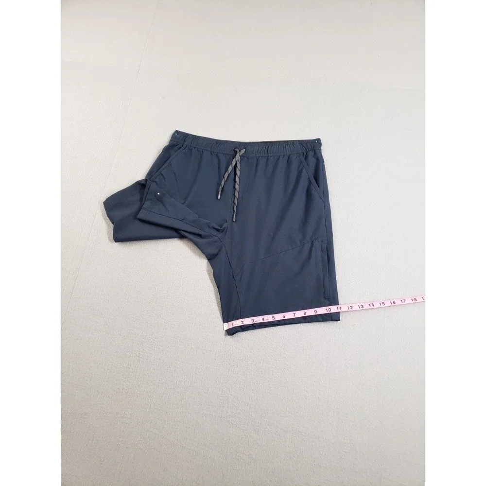 Gerry Men Athletic Short L Navy Blue Drawstring Elastic Waist Pockets Activewear